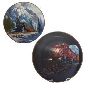 Set of 2 LAST SPIKE CENTENNIAL Collectors Plates Canadian Pacific Railways CPR